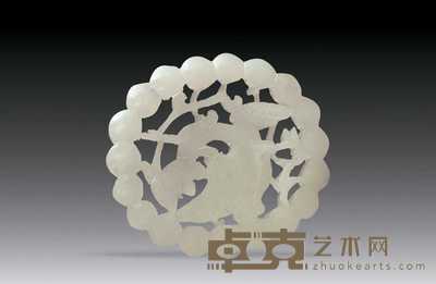 明代 白玉透雕鹦鹉纹珮 直径5.2cm